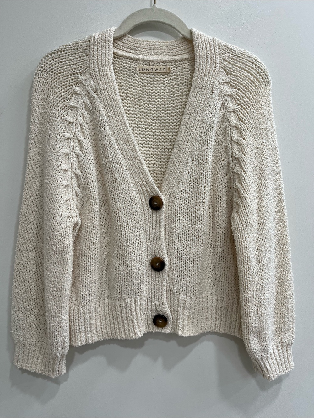 Longway Cozy Cream Button-Up Cardigan Sweater 100% Cotton Made In Peru Size 1